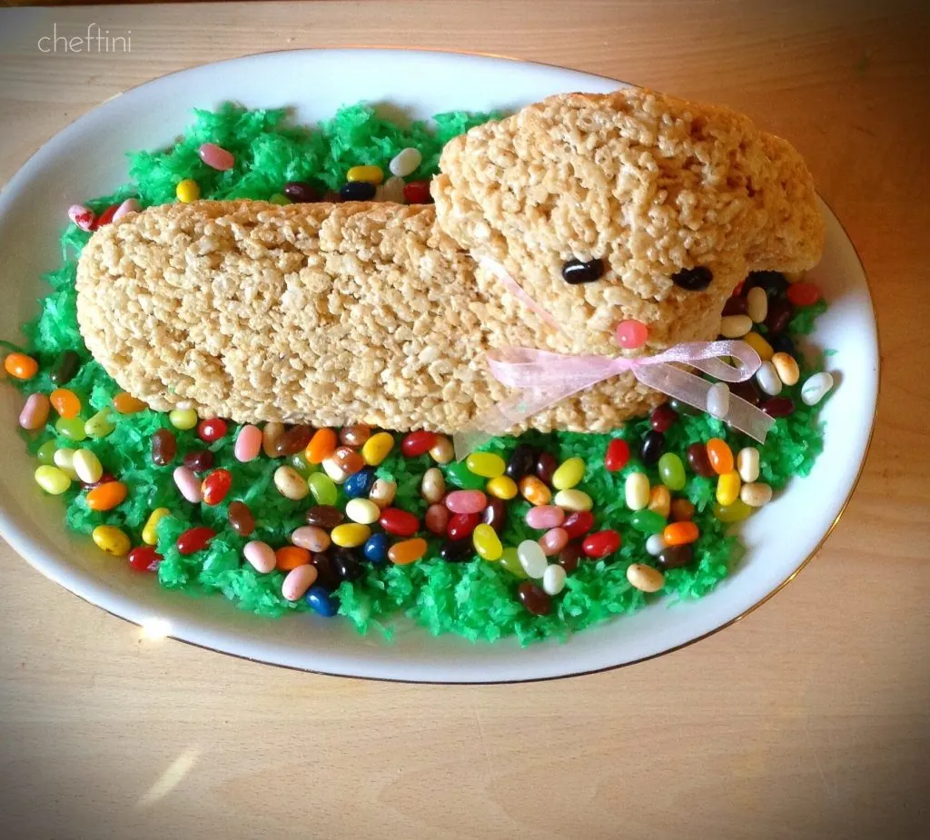 Italian Easter Lamb Centerpiece on Coconut Grass