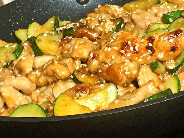 Sesame Pork Zucchini Stir Fry