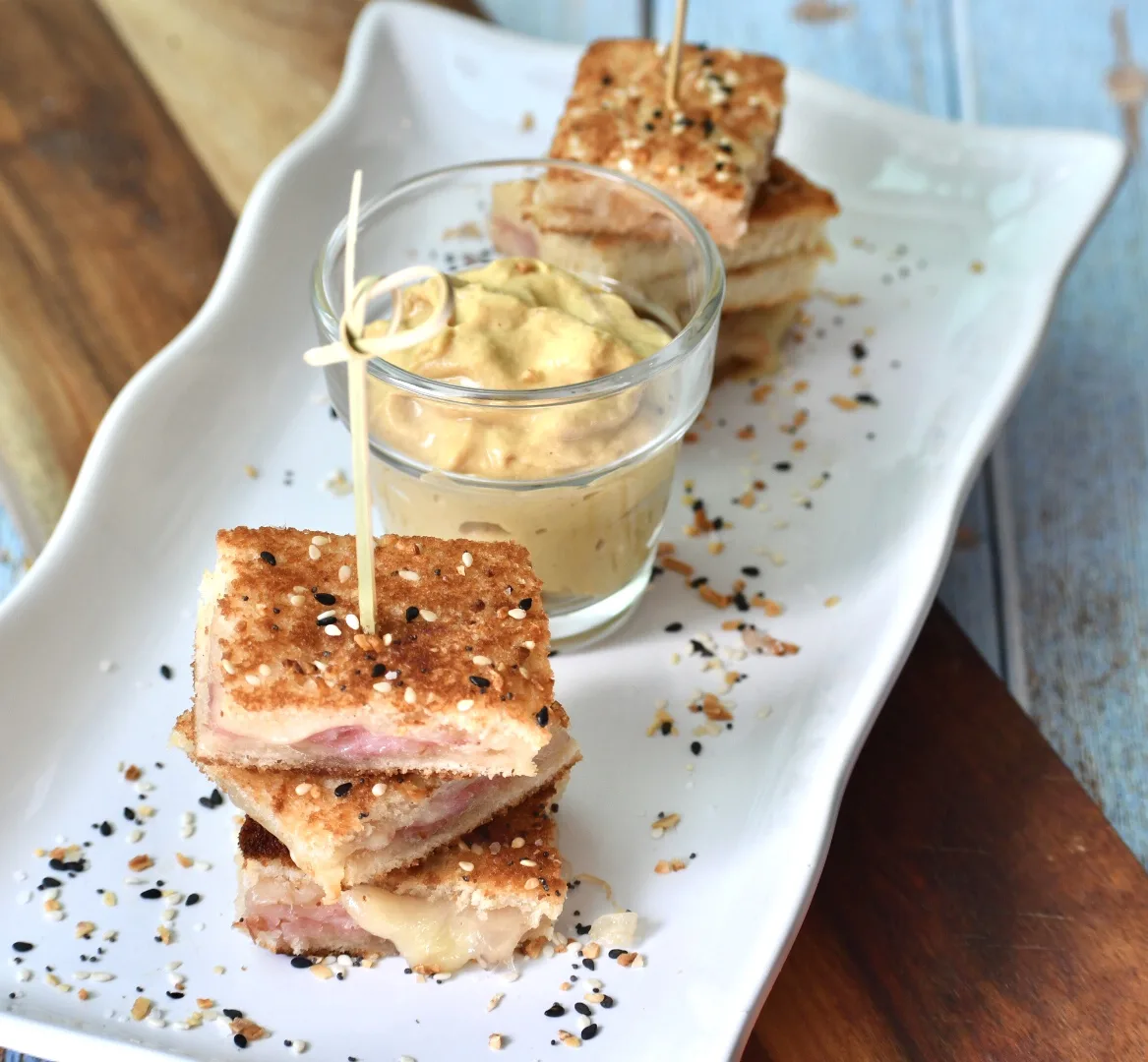 Everything Bagel Ham and Cheese Sandwich